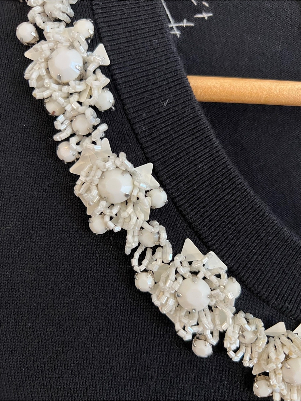 Kate Spade black beaded embellishment cardigan preppy feminine designer office - Picture 5 of 7